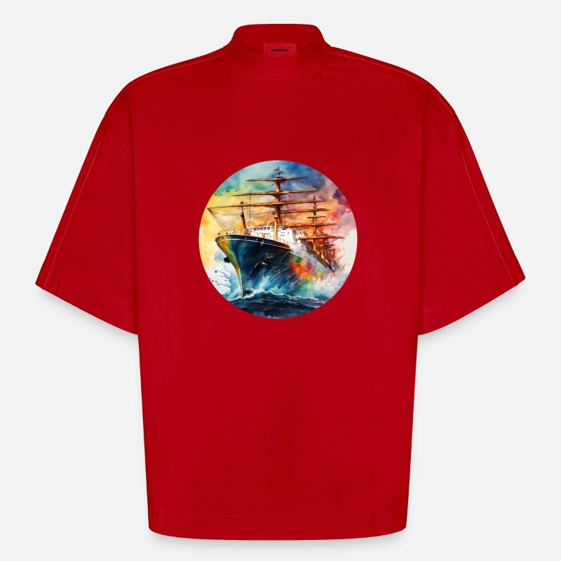 Ship Large Round Batch - Heavyweight Oversized Organic Boxy T-Shirt Made in EU - red