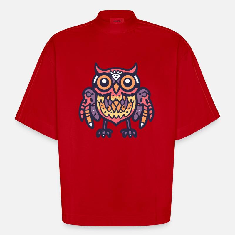 Eule Halloween Comic Zombie - Heavyweight Oversized Organic Boxy T-Shirt Made in EU - Rot