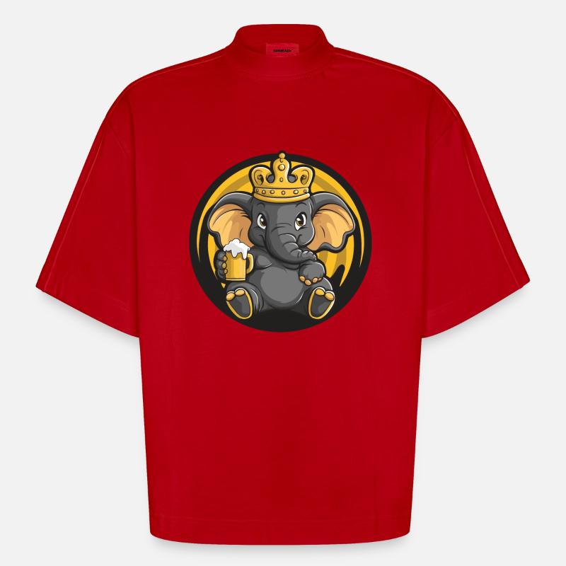 Elefant Bier Comic - Heavyweight Oversized Organic Boxy T-Shirt Made in EU - Rot