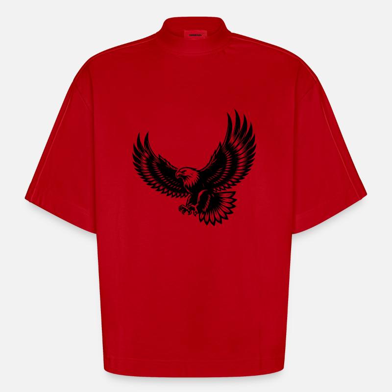 Expressive eagle with spread wings - Heavyweight Oversized Organic Boxy T-Shirt Made in EU - red