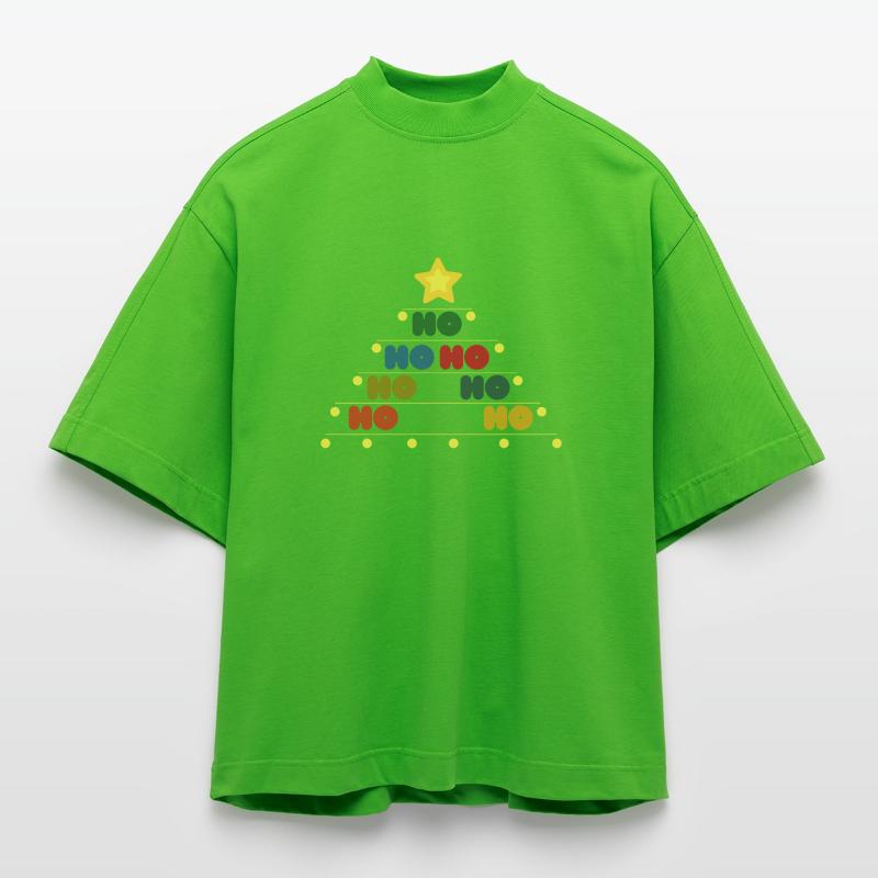Ho Ho Ho - Weihnachtsbaum mit Stern Heavyweight Oversized Organic Boxy T-Shirt Made in EU