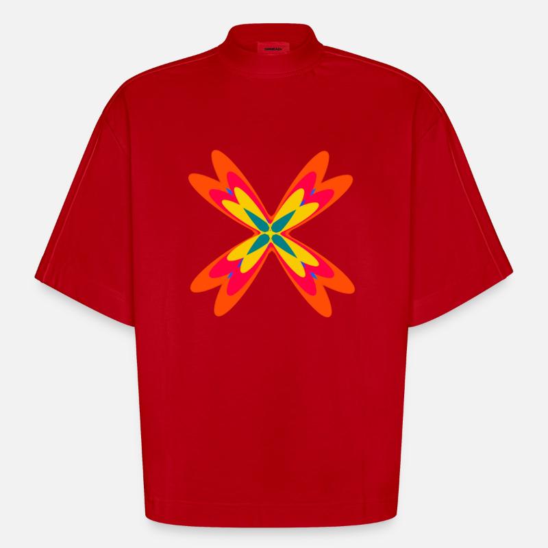 Abstract from three different patterns - Heavyweight Oversized Organic Boxy T-Shirt Made in EU - red