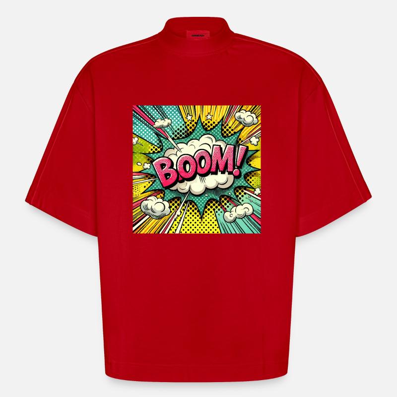 DRÖHNEN! - Comic-Explosion - Heavyweight Oversized Organic Boxy T-Shirt Made in EU - Rot