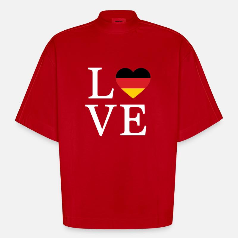 Germany Minimalist Script - Heavyweight Oversized Organic Boxy T-Shirt Made in EU - Rot