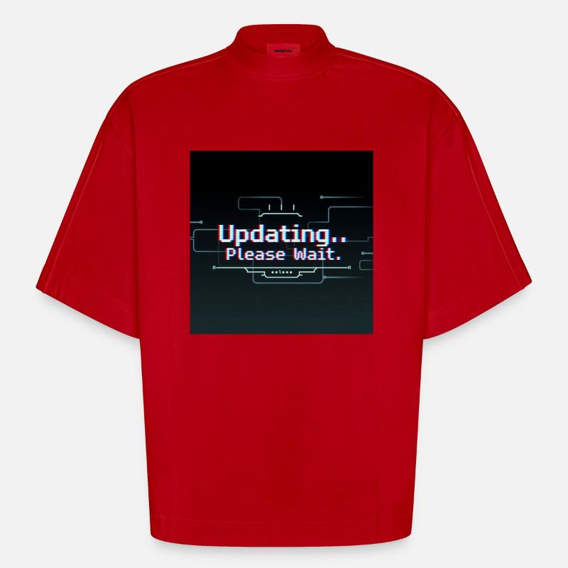 Glitch Update Loading Screen - Heavyweight Oversized Organic Boxy T-Shirt Made in EU - red