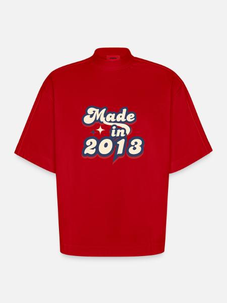 Made in 2013 retro - Heavyweight Oversized Organic Boxy T-Shirt Made in EU - red