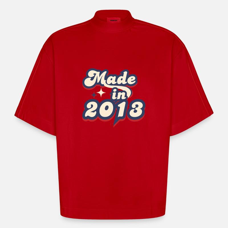 Made in 2013 retro - T-shirt bio épais oversize Boxy fabriqué en UE - rouge