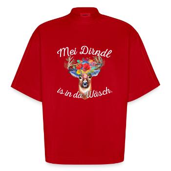 Mei Dirndl is in da Wäsch - Heavyweight Oversized Organic Boxy T-Shirt Made in EU - Rot - Vorne
