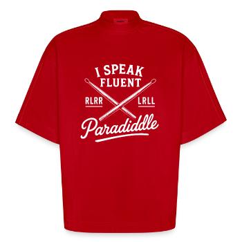 Ich spreche fließend Paradiddle - Schlagzeuger - Heavyweight Oversized Organic Boxy T-Shirt Made in EU - Rot - Vorne