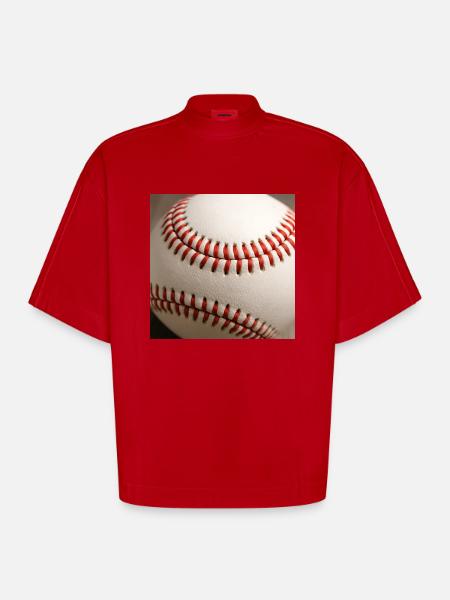 Baseball - Heavyweight Oversized Organic Boxy T-Shirt Made in EU - red