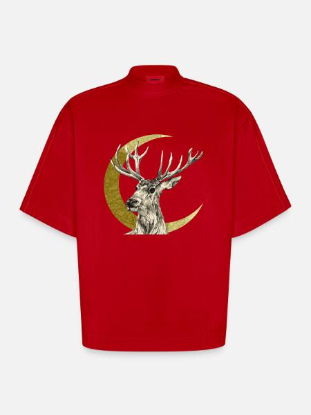 Hirsch - Heavyweight Oversized Organic Boxy T-Shirt Made in EU - Rot