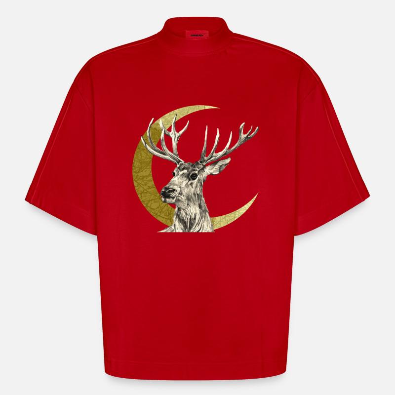 Hirsch - Heavyweight Oversized Organic Boxy T-Shirt Made in EU - Rot