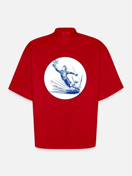 Goalkeeper (blue and white) - Heavyweight Oversized Organic Boxy T-Shirt Made in EU - red