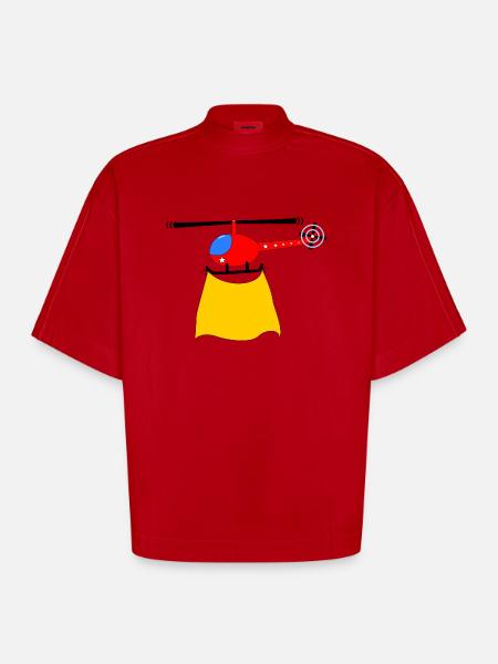 Hubschrauber Kinderparty - Heavyweight Oversized Organic Boxy T-Shirt Made in EU - Rot