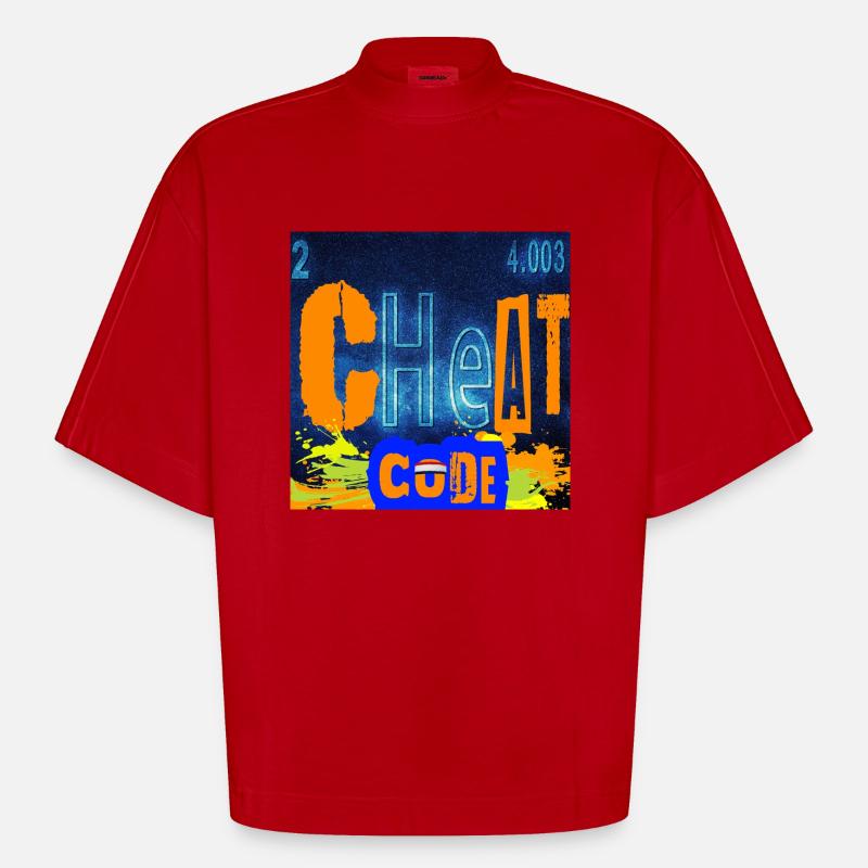 CHEATCODE CHEMISTRY - Heavyweight Oversized Organic Boxy T-Shirt Made in EU - red