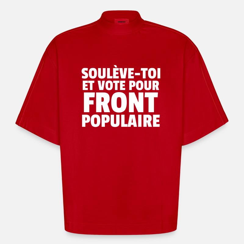 Front populaire - élections législatives 2024 - T-shirt bio épais oversize Boxy fabriqué en UE - rouge