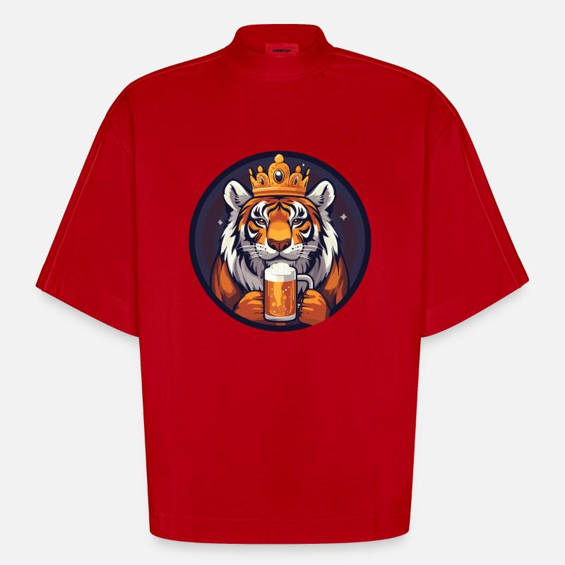 Tiger Bier Comic - Heavyweight Oversized Organic Boxy T-Shirt Made in EU - Rot