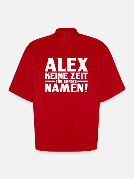 Alexander Alexandra Alexa Alex - Heavyweight Oversized Organic Boxy T-Shirt Made in EU - Rot