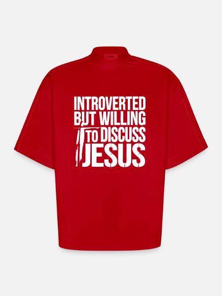 Faith for introverts - Heavyweight Oversized Organic Boxy T-Shirt Made in EU - red