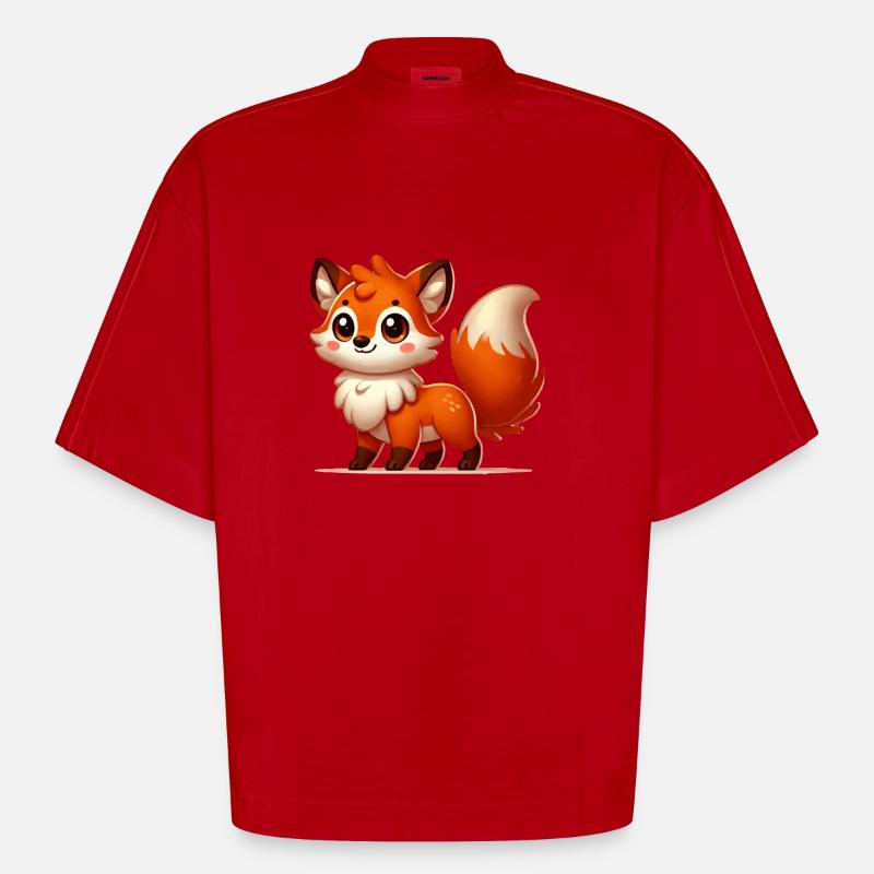 Fuchs Comic - Heavyweight Oversized Organic Boxy T-Shirt Made in EU - Rot