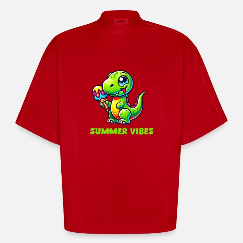 dino comic eis - Heavyweight Oversized Organic Boxy T-Shirt Made in EU - Rot