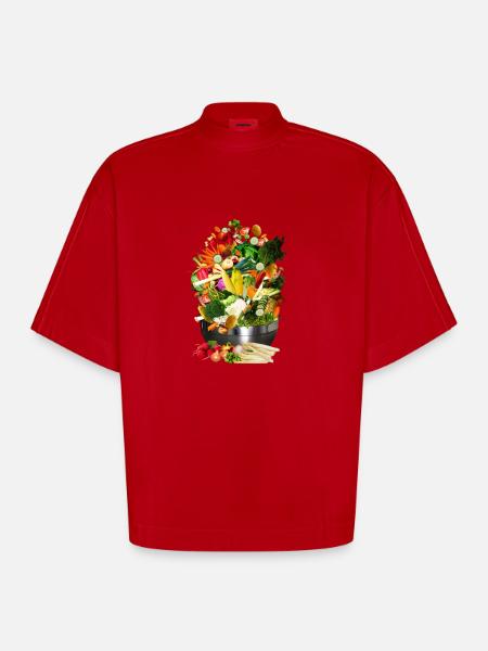 VEGAN COLLECTION - Heavyweight Oversized Organic Boxy T-Shirt Made in EU - red