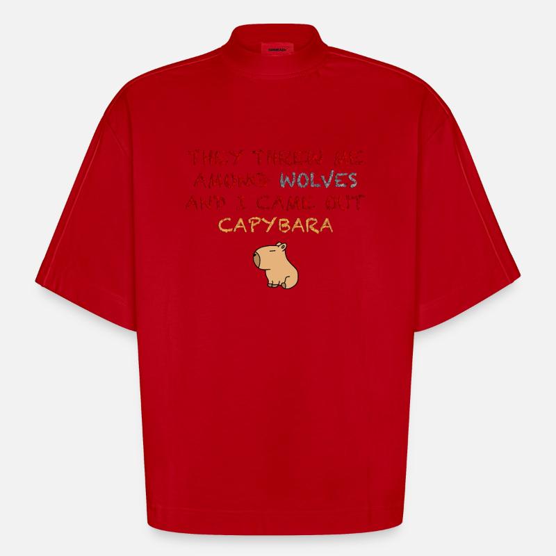 Ich bin ein Capybara - Heavyweight Oversized Organic Boxy T-Shirt Made in EU - Rot