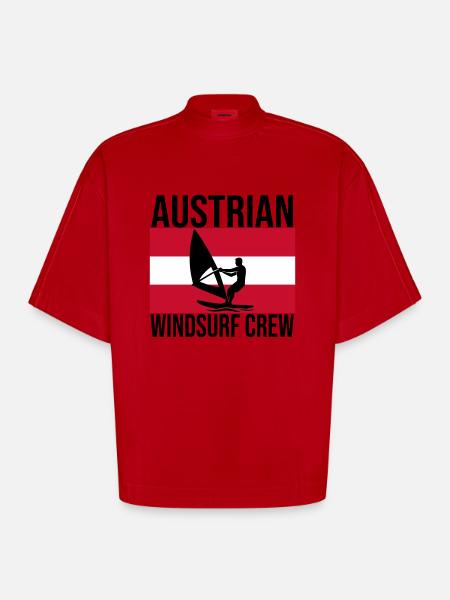 Austrian Windsurf Crew Shirt - Heavyweight Oversized Organic Boxy T-Shirt Made in EU - red