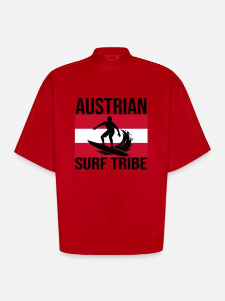 Austrian Surf Tribe Surf Shirt - Heavyweight Oversized Organic Boxy T-Shirt Made in EU - red