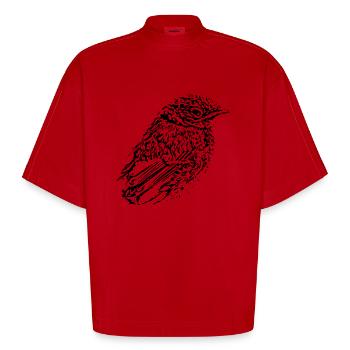 Bird - Heavyweight Oversized Organic Boxy T-Shirt Made in EU - red - Front