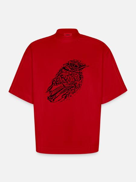 Bird - Heavyweight Oversized Organic Boxy T-Shirt Made in EU - red