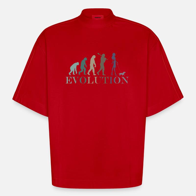 WEIBLICHER EVOLUTION DACKEL - Heavyweight Oversized Organic Boxy T-Shirt Made in EU - Rot