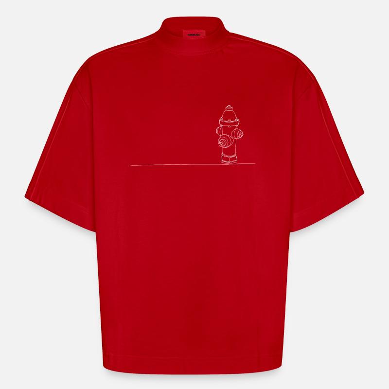 Hydrant Feuerhydrant Skizze - Heavyweight Oversized Organic Boxy T-Shirt Made in EU - Rot