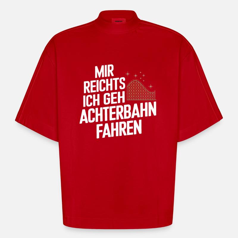Achterbahn Freizeitpark Roller Coaster - Heavyweight Oversized Organic Boxy T-Shirt Made in EU - Rot