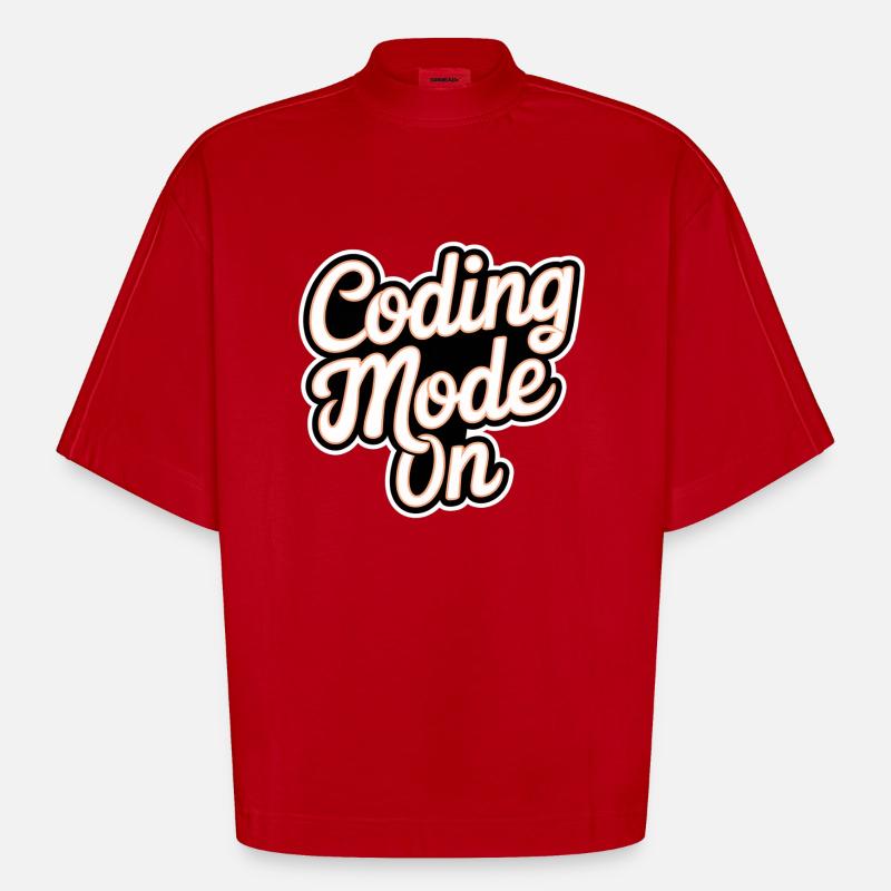 Coding Mode On 17 - Heavyweight Oversized Organic Boxy T-Shirt Made in EU - Rot