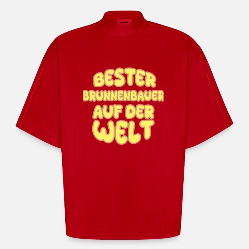 Nomination du constructeur de puits - T-shirt bio épais oversize Boxy fabriqué en UE - rouge
