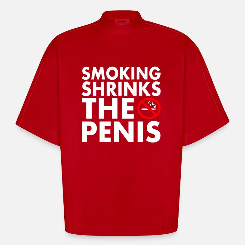 Smoking shrinks the penis - T-shirt bio épais oversize Boxy fabriqué en UE - rouge