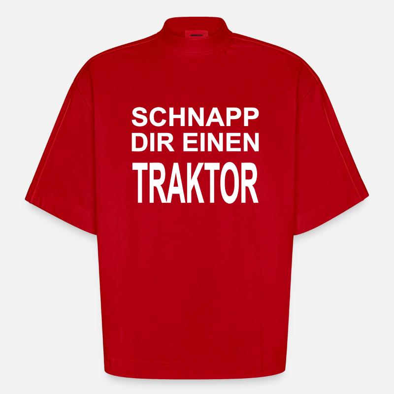 Traktor - Heavyweight Oversized Organic Boxy T-Shirt Made in EU - Rot