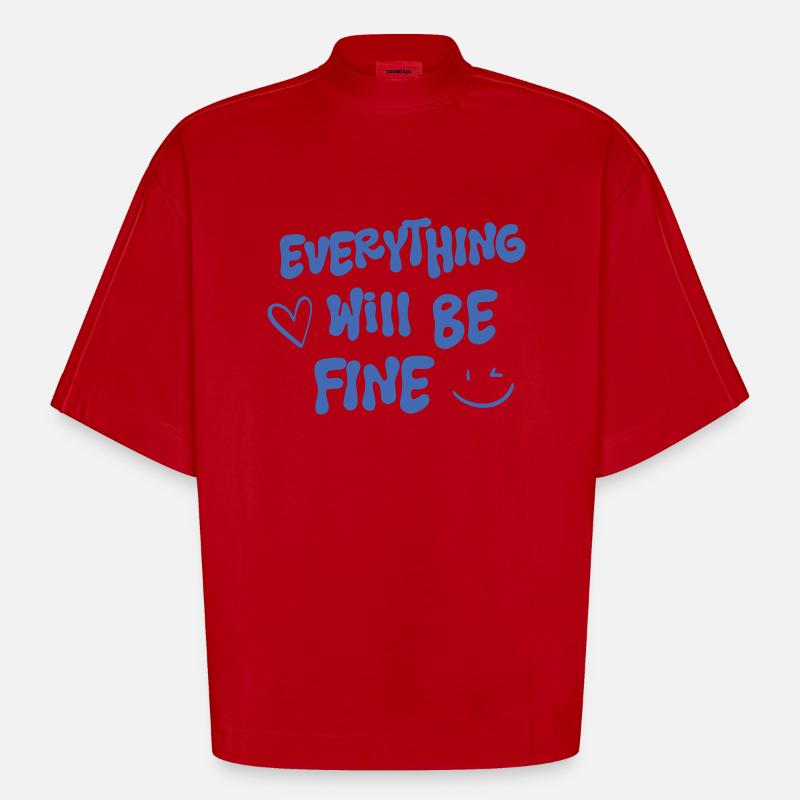 Alles wird gut - Spruch - Heavyweight Oversized Organic Boxy T-Shirt Made in EU - Rot