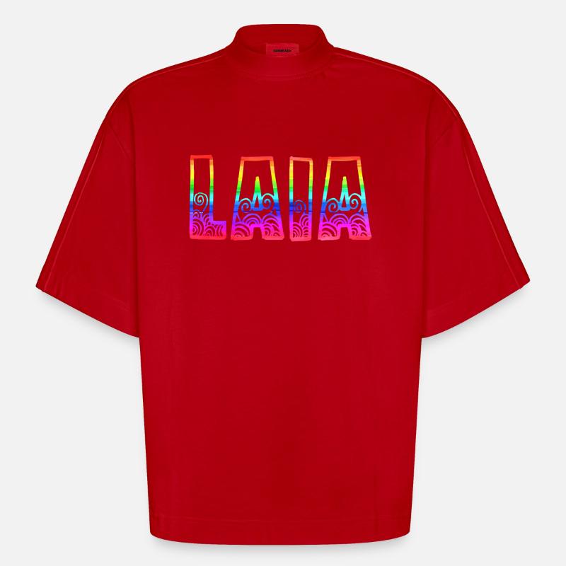 laia rs rainbow - Heavyweight Oversized Organic Boxy T-Shirt Made in EU - red