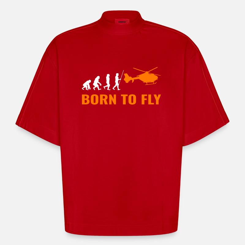 Hubschrauber Evolution Helikopter Pilot - Heavyweight Oversized Organic Boxy T-Shirt Made in EU - Rot