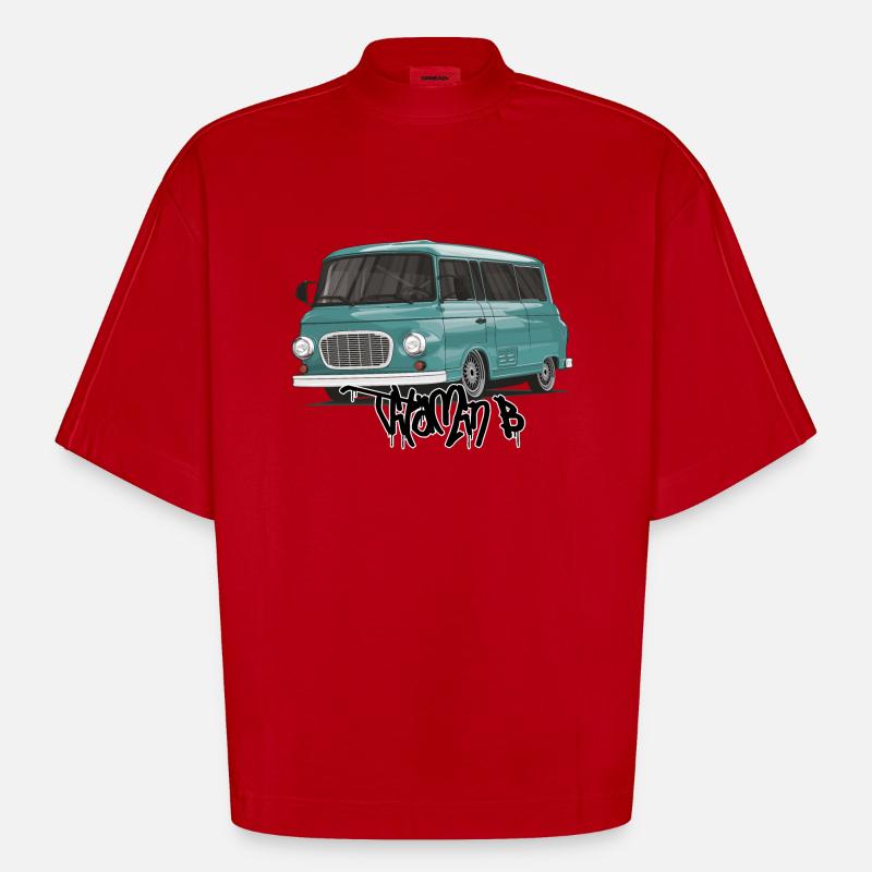 Barkas B1000 // Illustration - T-shirt bio épais oversize Boxy fabriqué en UE - rouge