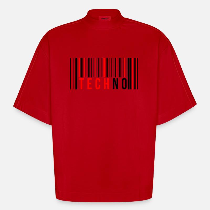 Techno Code - Heavyweight Oversized Organic Boxy T-Shirt Made in EU - Rot