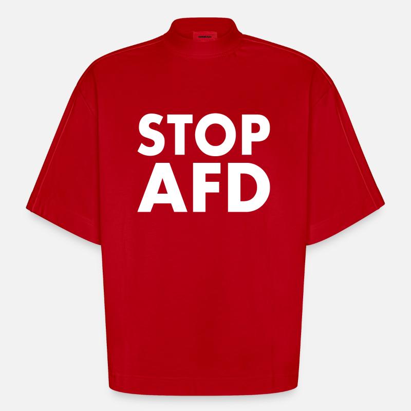 Stop afd - Heavyweight Oversized Organic Boxy T-Shirt Made in EU - Rot