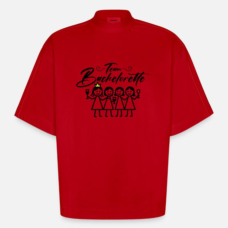 Bachelorette Team Girls - T-shirt bio épais oversize Boxy fabriqué en UE - rouge