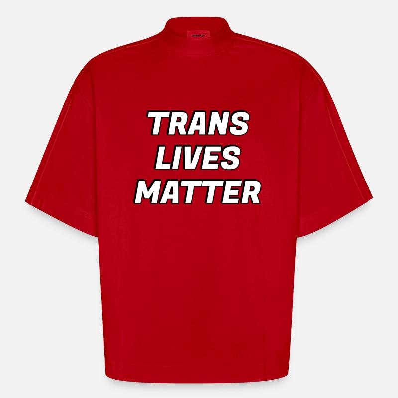 Les vies trans comptent - T-shirt bio épais oversize Boxy fabriqué en UE - rouge