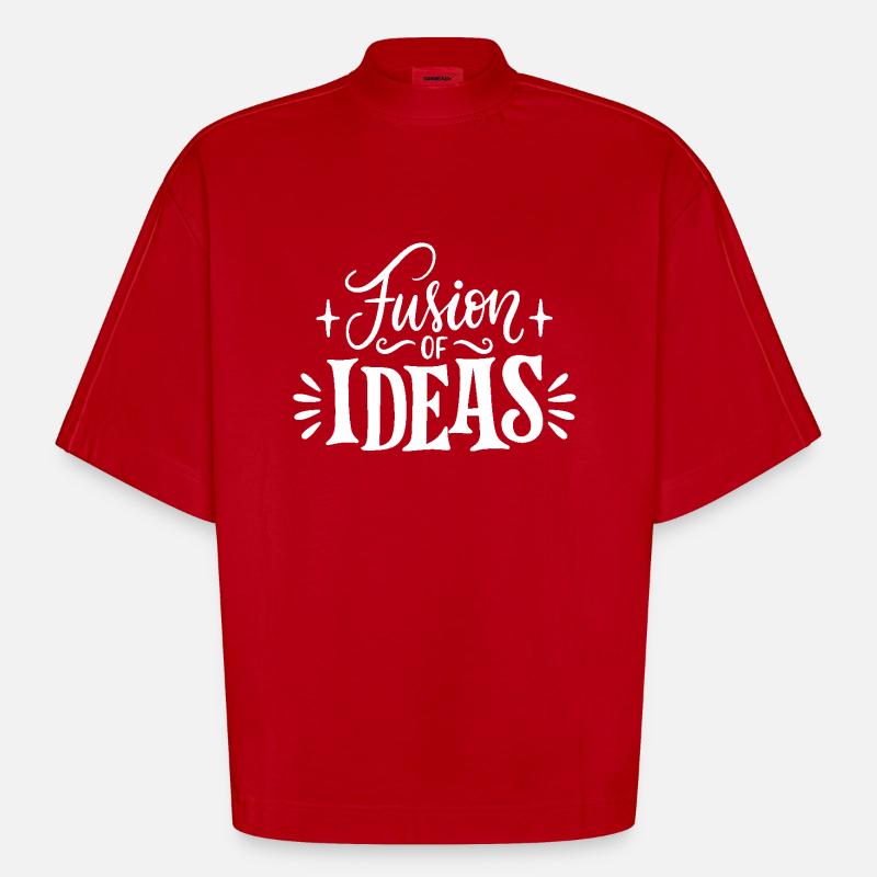 Fusion Idea Creative Font - T-shirt bio épais oversize Boxy fabriqué en UE - rouge