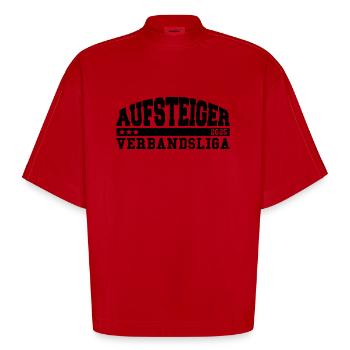 Aufsteiger 2025 Verbandsliga Aufstieg Fußball - Heavyweight Oversized Organic Boxy T-Shirt Made in EU - Rot - Vorne