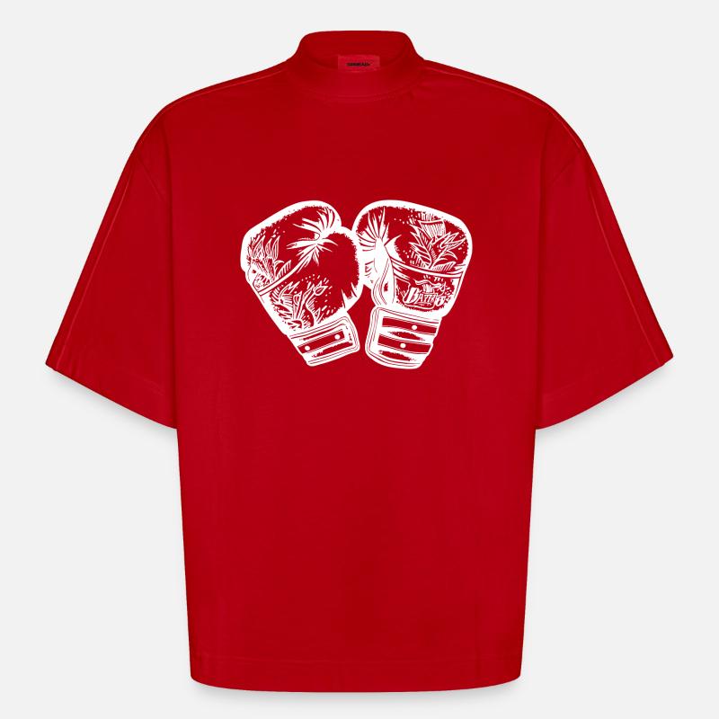 Boxhandschuhe Boxen - Heavyweight Oversized Organic Boxy T-Shirt Made in EU - Rot