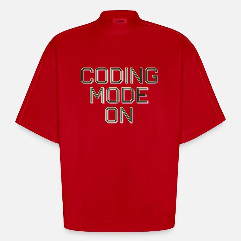 Coding Mode On 13 - Heavyweight Oversized Organic Boxy T-Shirt Made in EU - Rot
